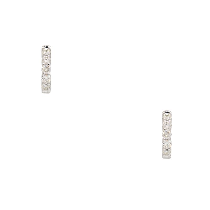 14k White Gold 1.01ctw Round Brilliant Cut Diamond Hoop Earrings