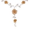18k Two-Tone Gold 5.39ctw Natural Diamond Pave 6 Rose Lariat Drop Necklace