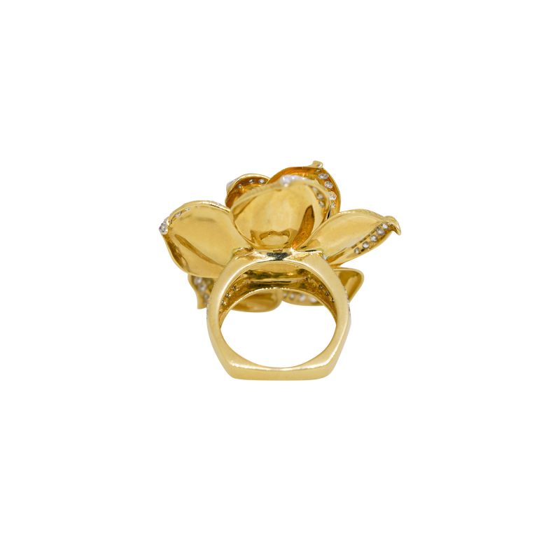 18k Yellow Gold 1.62ctw Natural Round Brilliant Cut Diamond XL Rose Ring