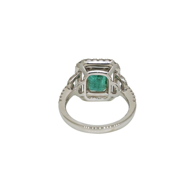 Platinum & 18k Yellow Gold 1.77ctw Emerald & 0.51ctw Natural Diamond Halo Ring