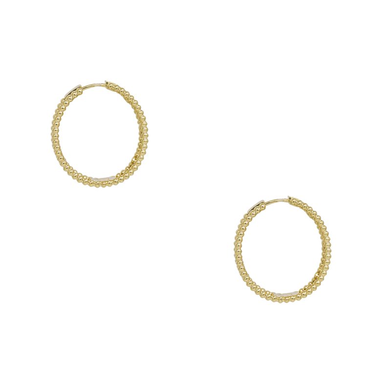 14k Yellow Gold 0.08ctw Round Brilliant Cut Diamond Wide Hoop Earrings