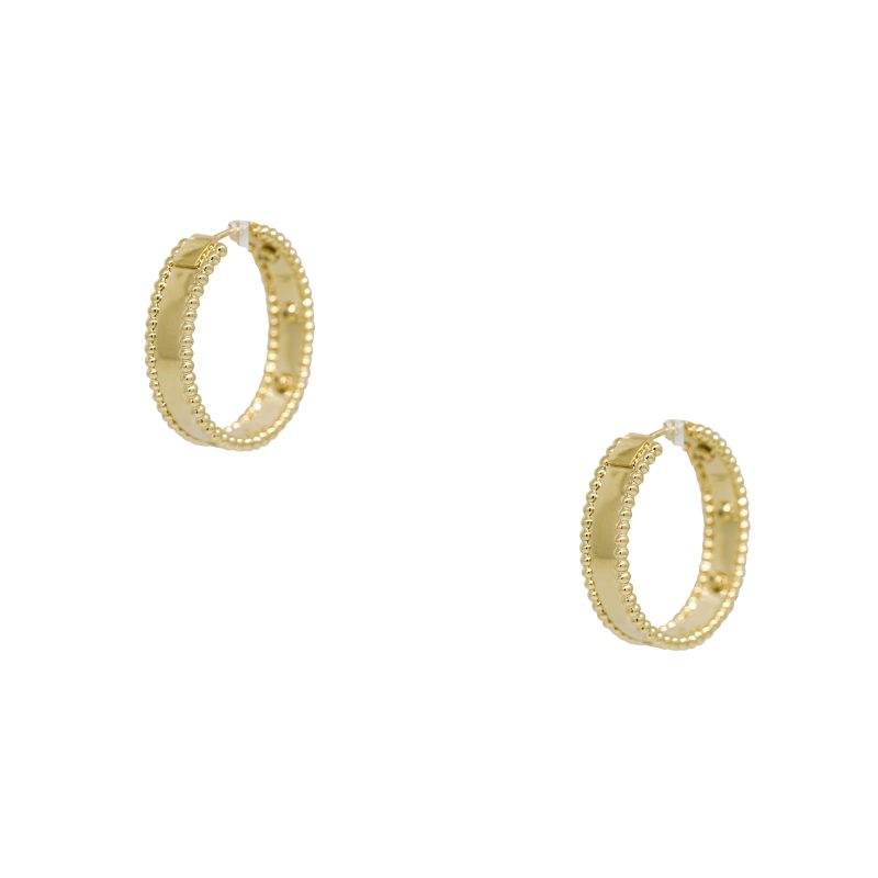 14k Yellow Gold 0.08ctw Round Brilliant Cut Diamond Wide Hoop Earrings