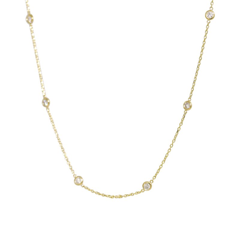 14k Yellow Gold 1.04ctw Natural Round Brilliant Diamond By The Yard Necklace