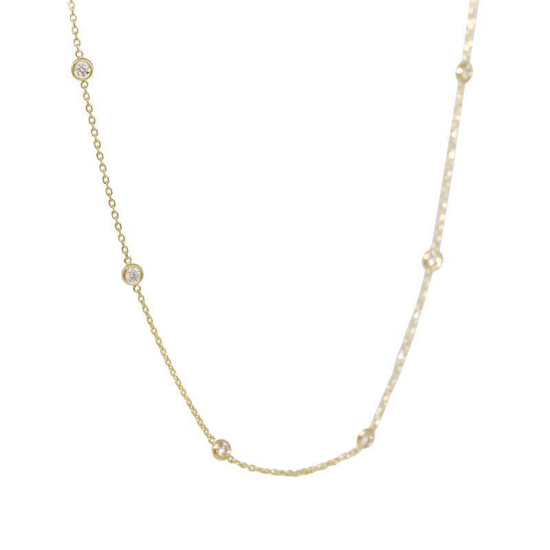 14k Yellow Gold 1.04ctw Natural Round Brilliant Diamond By The Yard Necklace