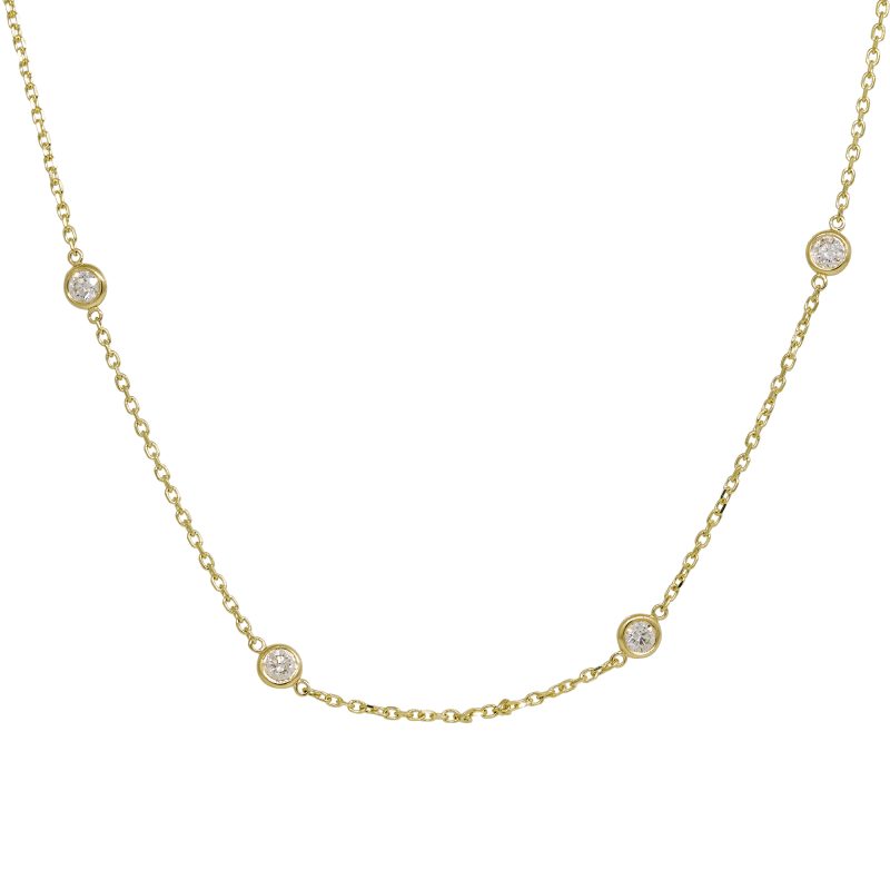 14k Yellow Gold 1.04ctw Natural Round Brilliant Diamond By The Yard Necklace