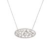 14k White Gold 1.32ctw Natural Baguette Cut Diamond Sprinkle Oval Shape Necklace