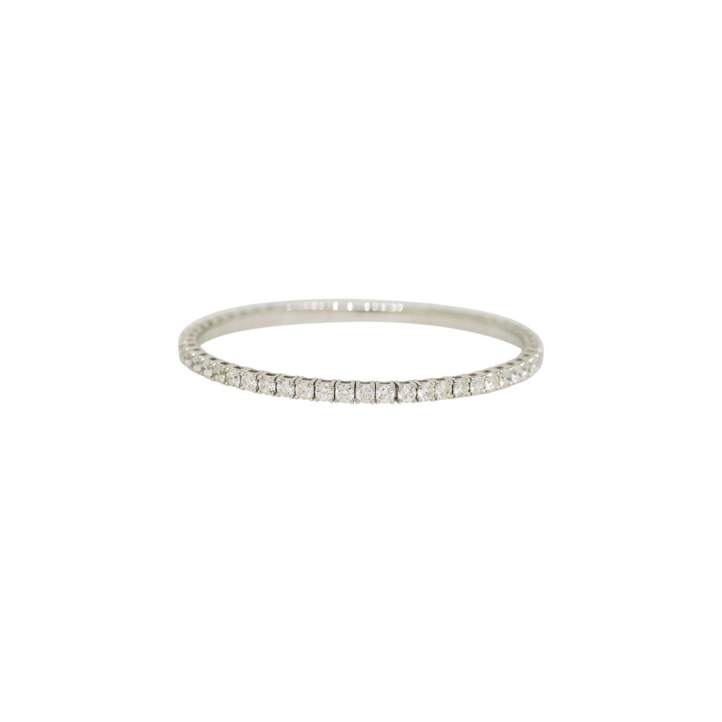 14k White Gold 6.75ctw Natural Round Brilliant Cut Diamond Flexible Bracelet