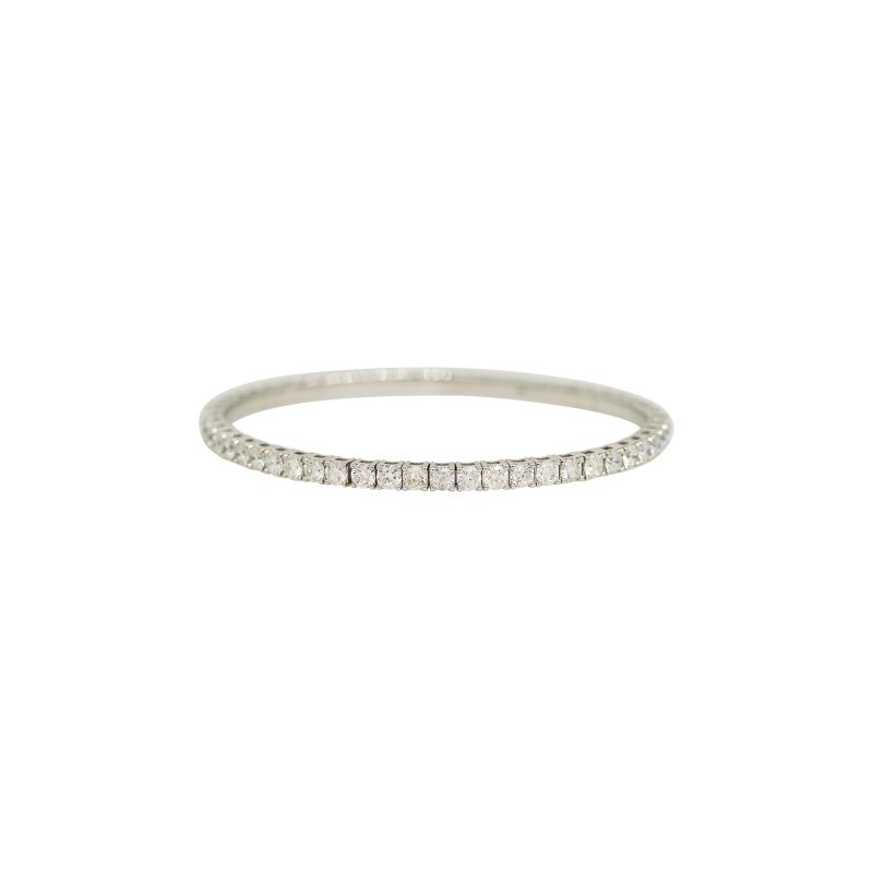 14k White Gold 6.75ctw Natural Round Brilliant Cut Diamond Flexible Bracelet