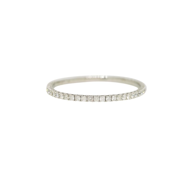 14k White Gold 6.75ctw Natural Round Brilliant Cut Diamond Flexible Bracelet