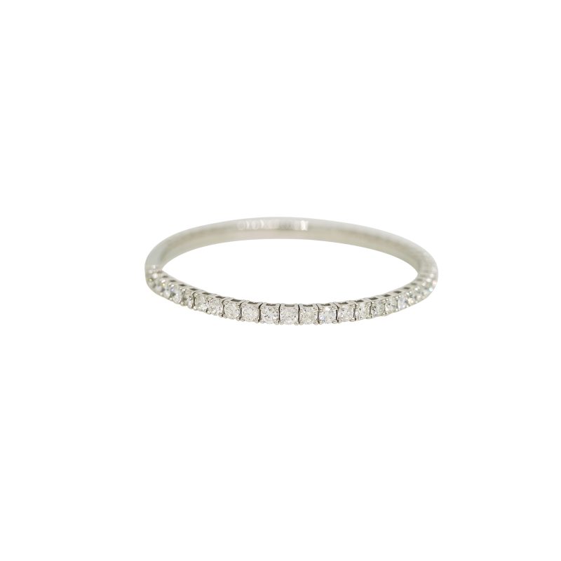 14k White Gold 6.75ctw Natural Round Brilliant Cut Diamond Flexible Bracelet