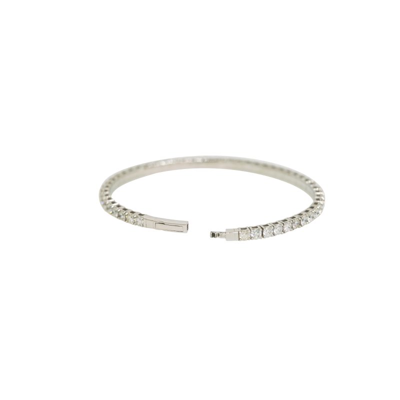 14k White Gold 6.75ctw Natural Round Brilliant Cut Diamond Flexible Bracelet