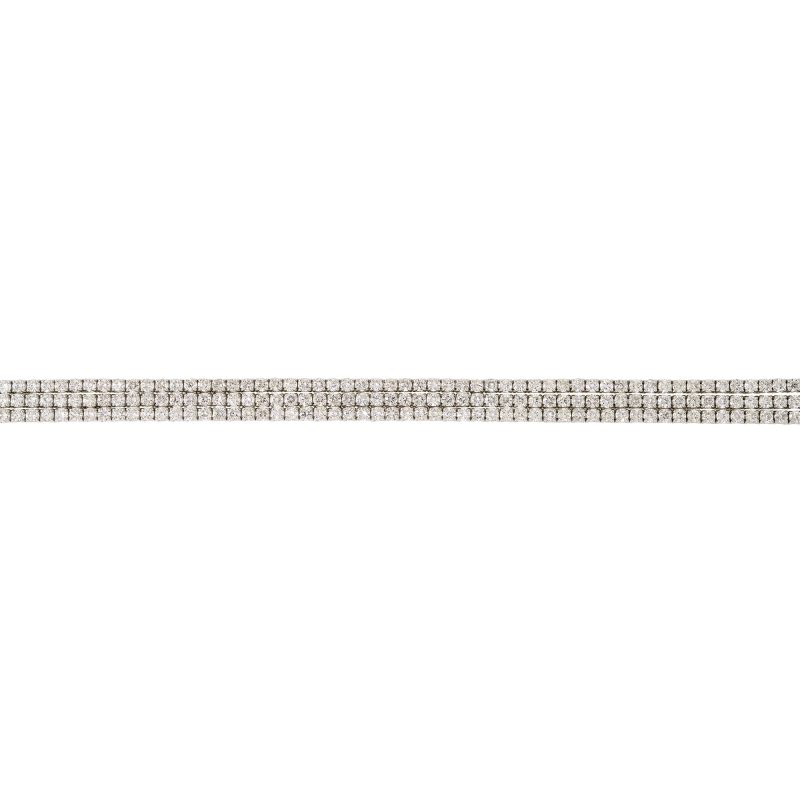 14k White Gold 8.68ctw Natural Round Brilliant Cut Diamond 3-Row Tennis Bracelet