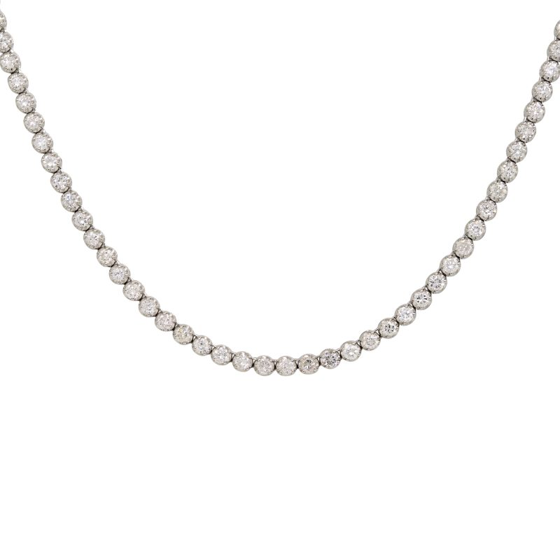 14k White Gold 5.5ctw Natural Round Brilliant Cut Diamond Tennis Necklace