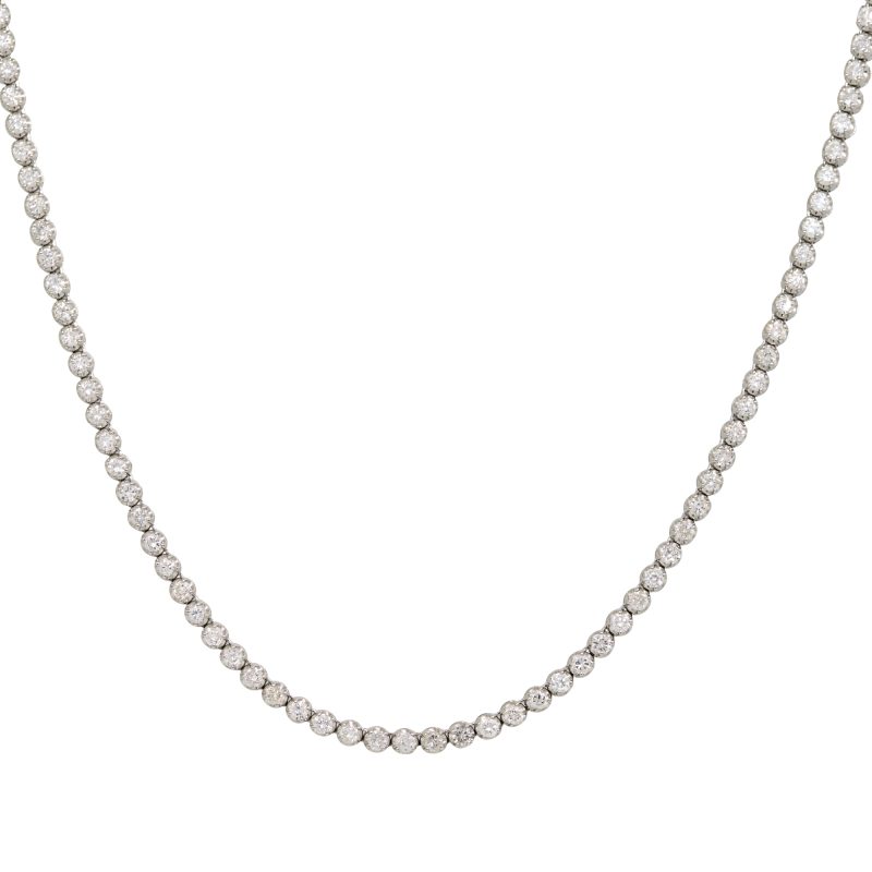 14k White Gold 5.5ctw Natural Round Brilliant Cut Diamond Tennis Necklace