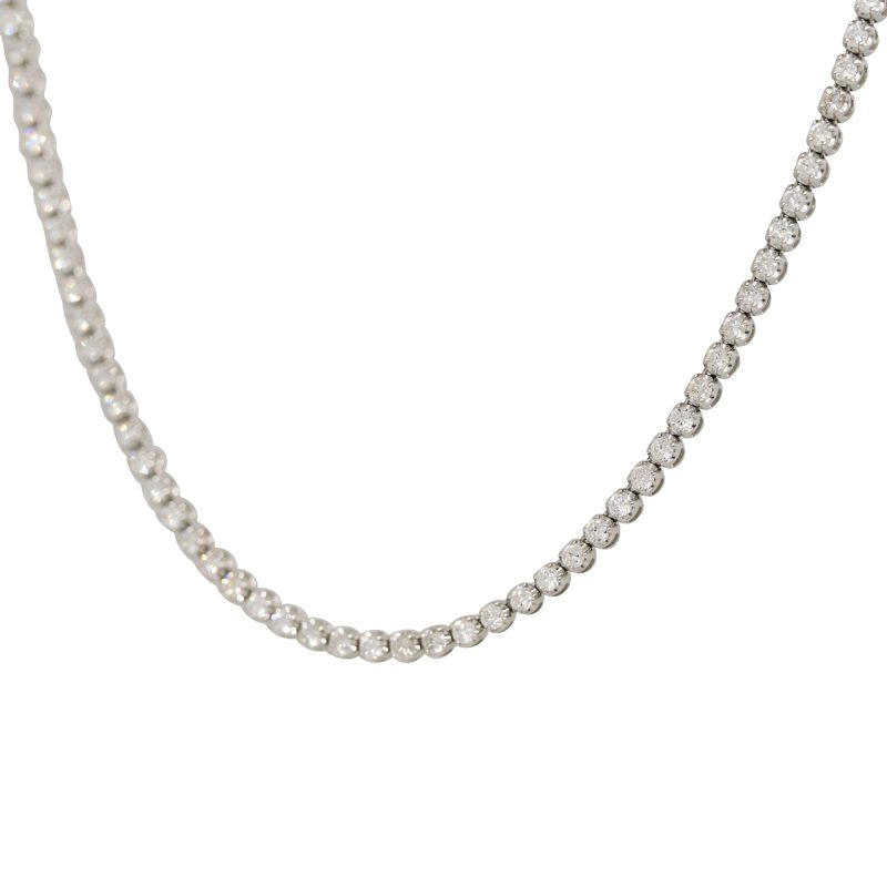 14k White Gold 5.5ctw Natural Round Brilliant Cut Diamond Tennis Necklace