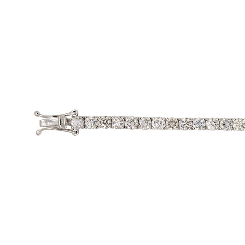 14k White Gold 6.81ctw Natural Round Brilliant Cut Diamond Tennis Bracelet