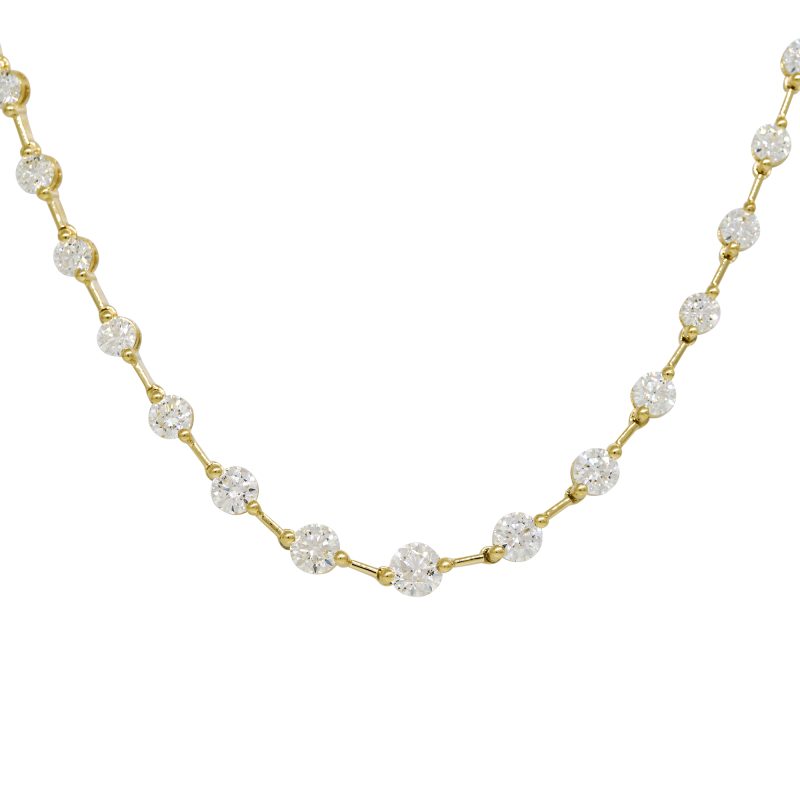 18k Yellow Gold 9.47ctw Natural Round Brilliant Cut Diamond Necklace