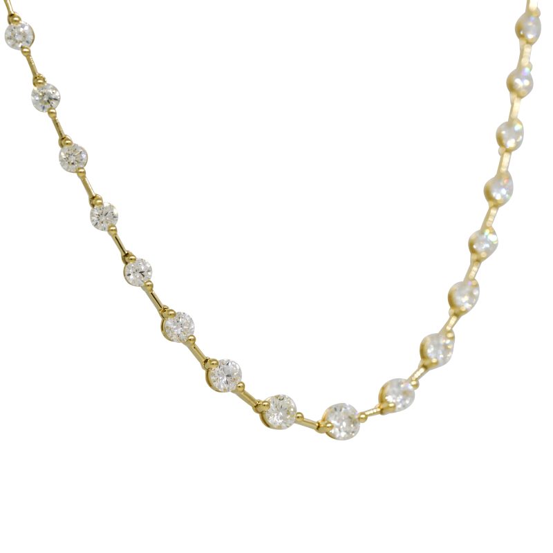 18k Yellow Gold 9.47ctw Natural Round Brilliant Cut Diamond Necklace