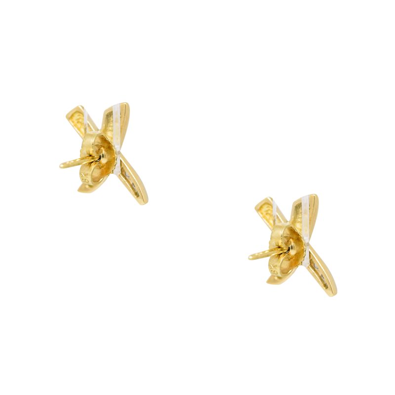 Tiffany & Co 18k Yellow Gold Natural Diamond Tip Paloma Picasso Graffiti "X" Earrings