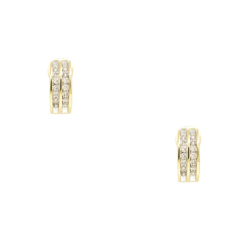 14k Yellow Gold 0.65ctw Round Brilliant Cut Diamond Channel Set Hoop Earrings