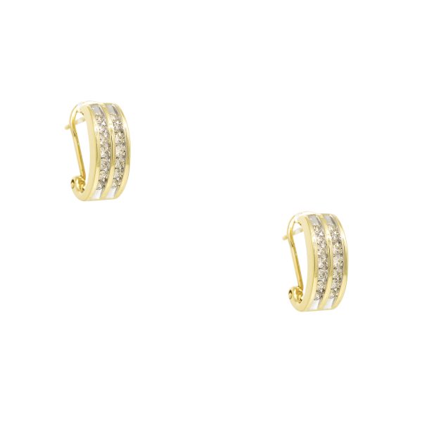 14k Yellow Gold 0.65ctw Round Brilliant Cut Diamond Channel Set Hoop Earrings
