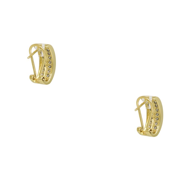 14k Yellow Gold 0.65ctw Round Brilliant Cut Diamond Channel Set Hoop Earrings