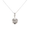14k White Gold Natural 0.75 Carat Diamond Pave Heart Pendant Necklace