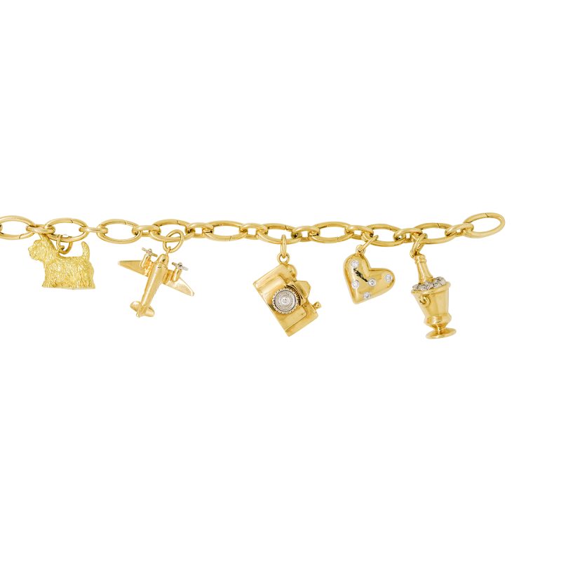 Tiffany & Co. 18k Yellow Gold Natural Diamond Charm Bracelet