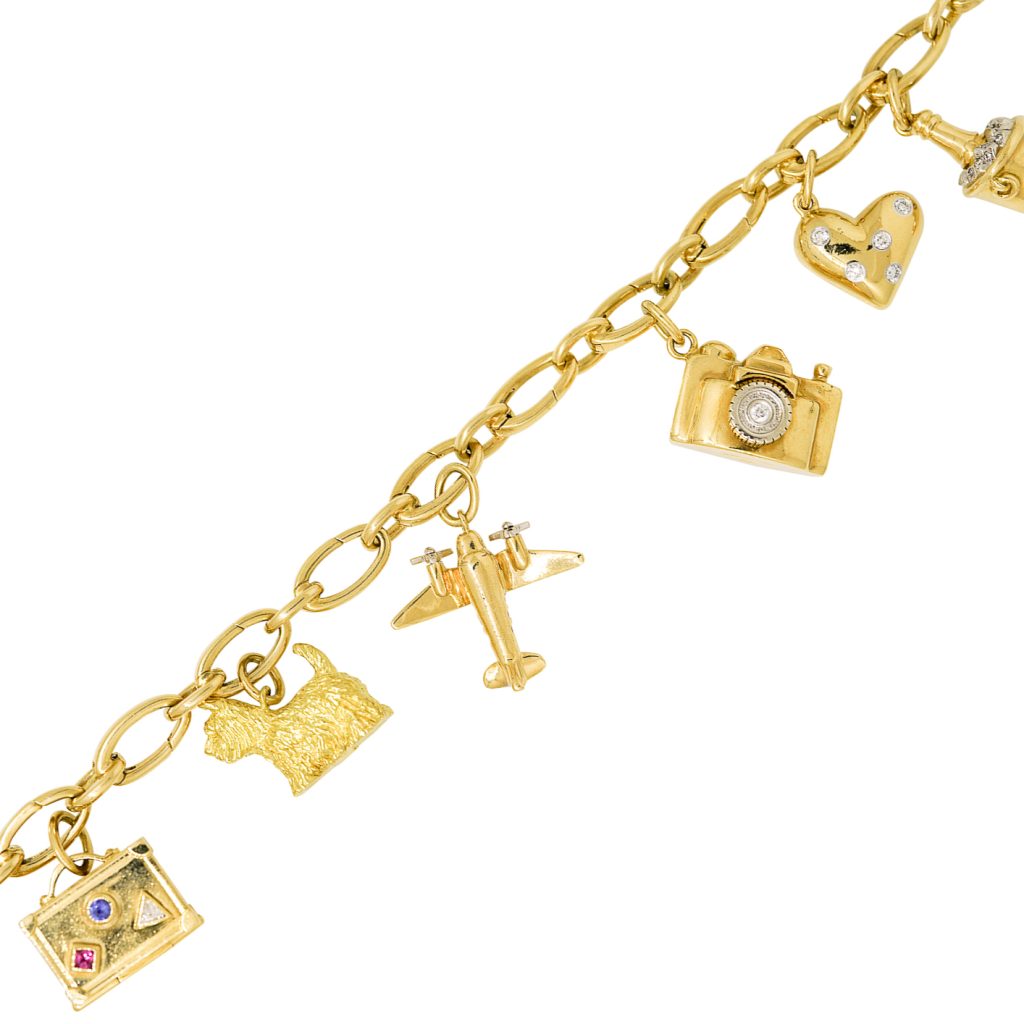 Tiffany & Co. 18k Yellow Gold Natural Diamond Charm Bracelet