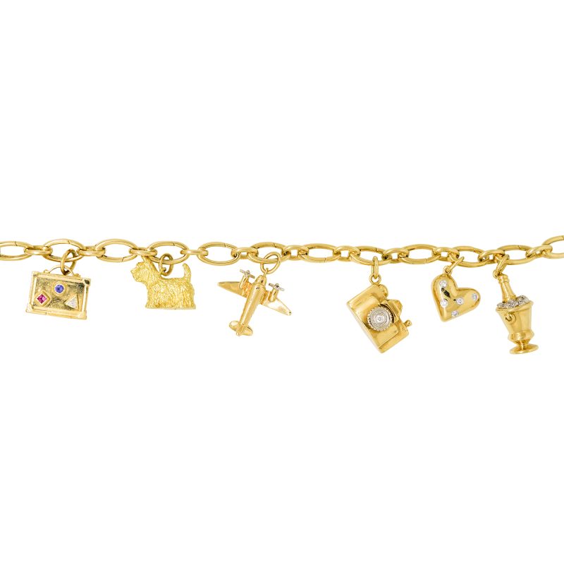 Tiffany & Co. 18k Yellow Gold Natural Diamond Charm Bracelet