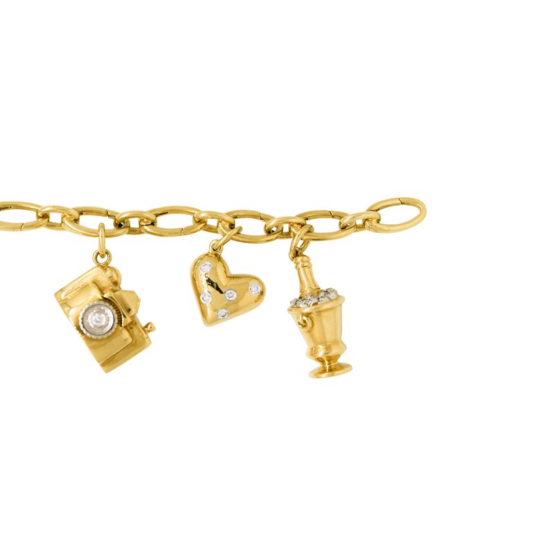 Tiffany & Co. 18k Yellow Gold Natural Diamond Charm Bracelet