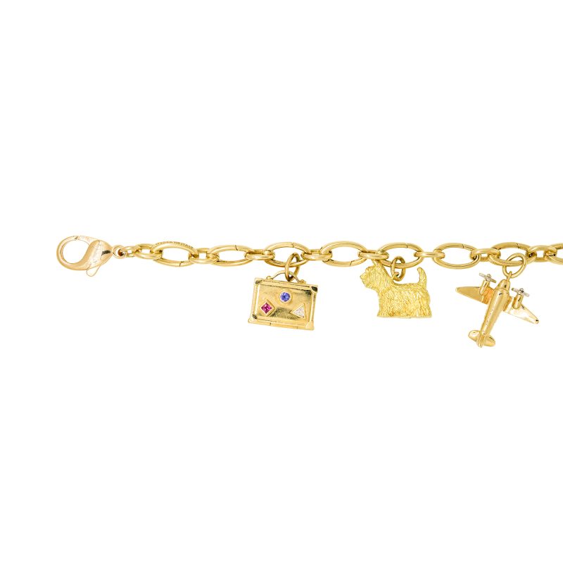 Tiffany & Co. 18k Yellow Gold Natural Diamond Charm Bracelet