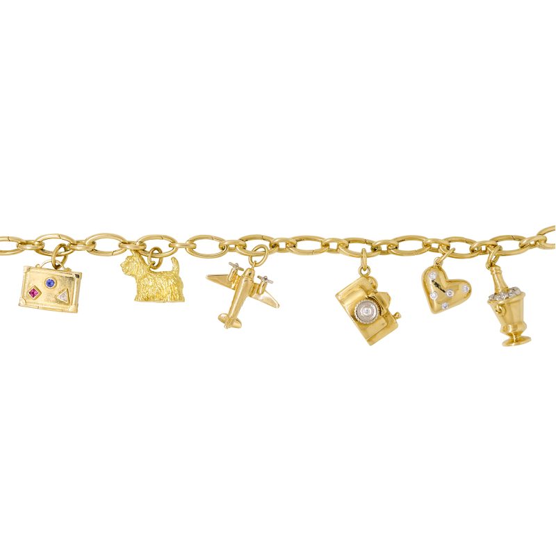 Tiffany & Co. 18k Yellow Gold Natural Diamond Charm Bracelet