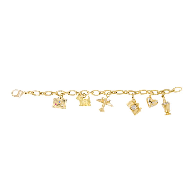 Tiffany & Co. 18k Yellow Gold Natural Diamond Charm Bracelet