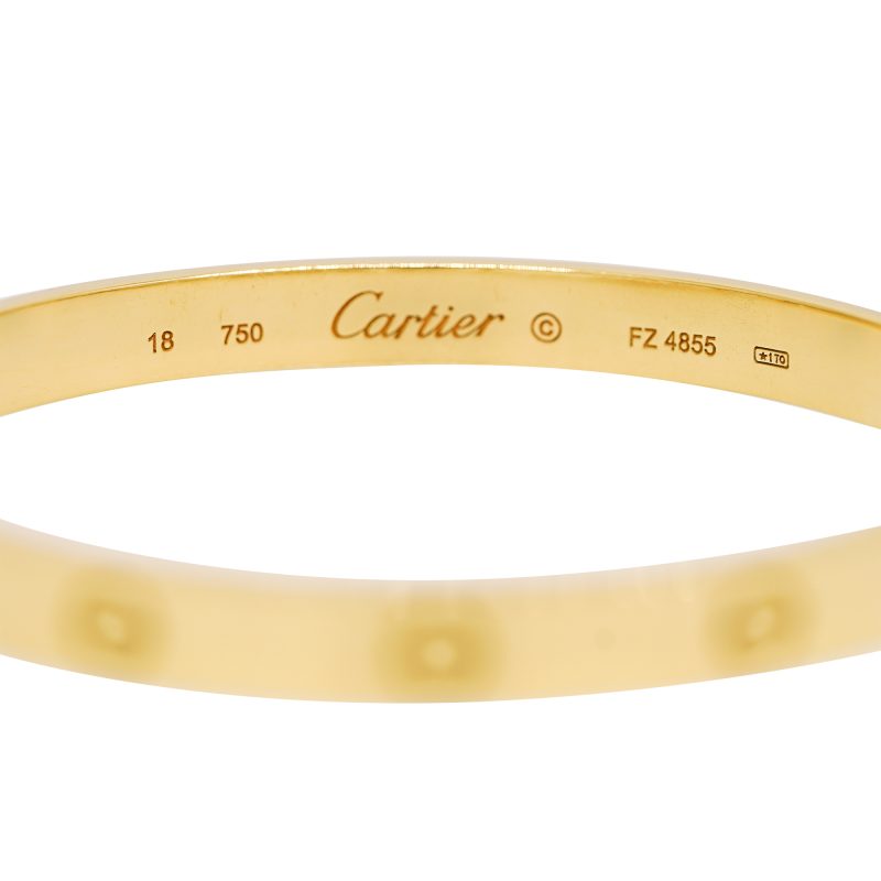 Cartier LOVE 18k Yellow Gold Size 18 Bangle Bracelet