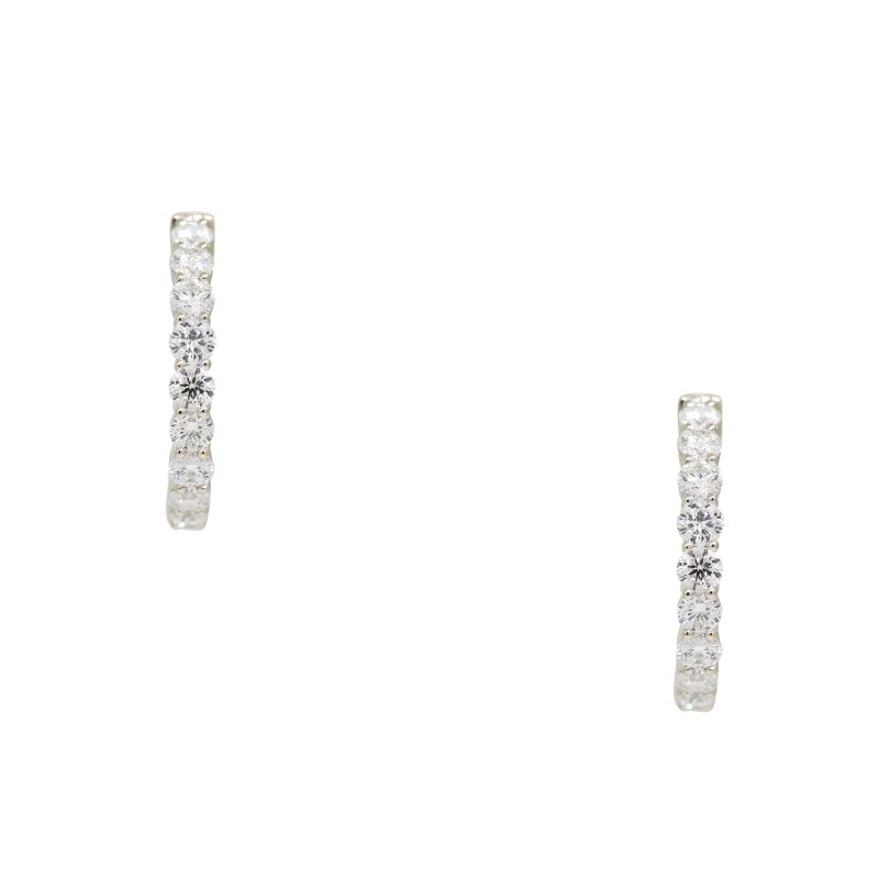 18k White Gold Natural 7.50 Carat Diamond Inside-Out Hoop Earrings