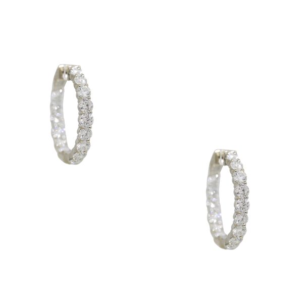 18k White Gold Natural 7.50 Carat Diamond Inside-Out Hoop Earrings