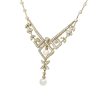 18k Two-Tone Gold Natural 1.95 Carat Diamond & Pearl Open Work Necklace