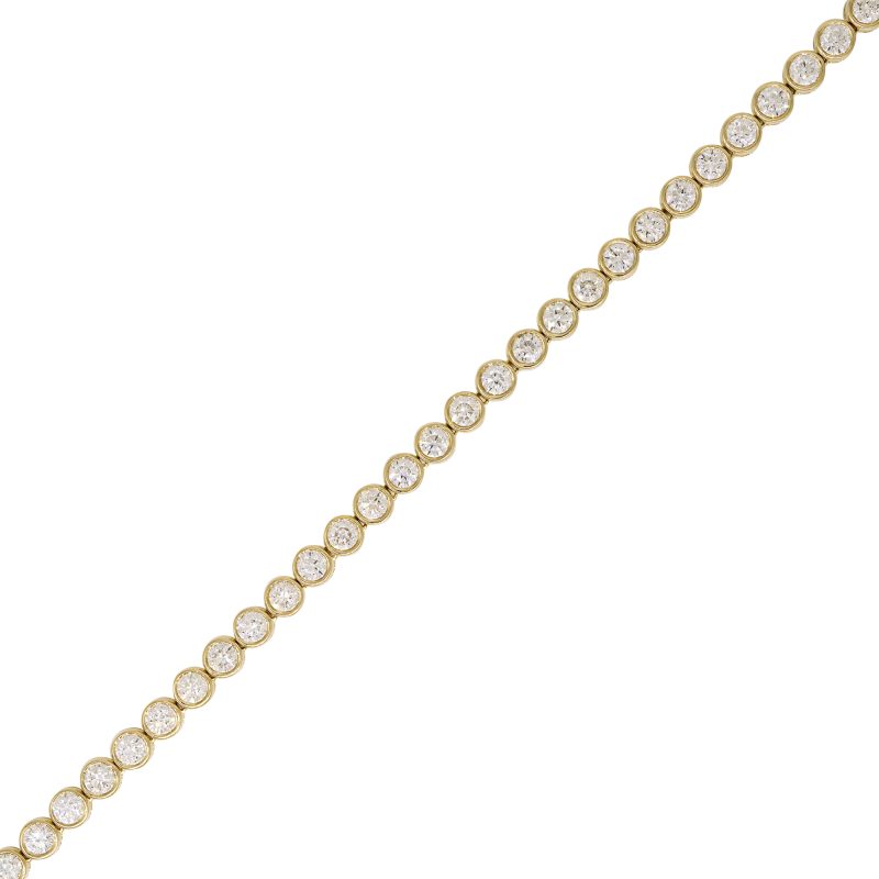 14k Yellow Gold Natural 9.60 Carat Round Brilliant Diamond Bezel Set Necklace