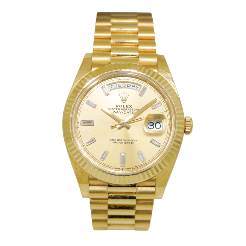 Rolex 228238 Day-Date 18k Yellow Gold Fluted Bezel 40mm Factory Watch