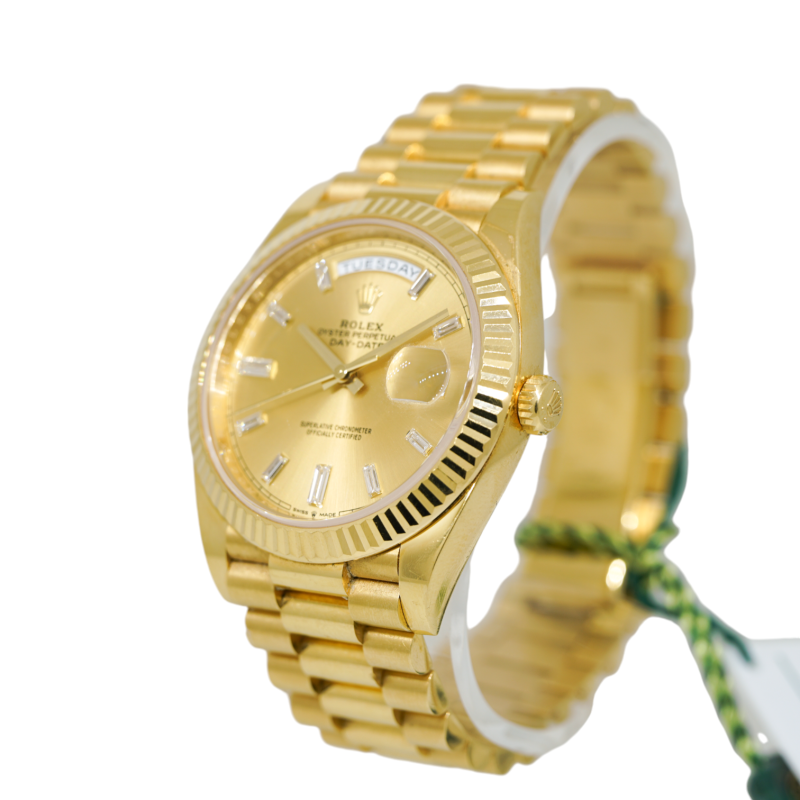 Rolex 228238 Day-Date 18k Yellow Gold Fluted Bezel 40mm Factory Watch