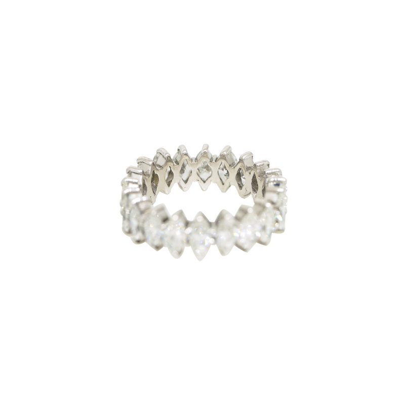 14k White Gold Natural 3.0 Carat Marquise Cut Diamond Eternity Band