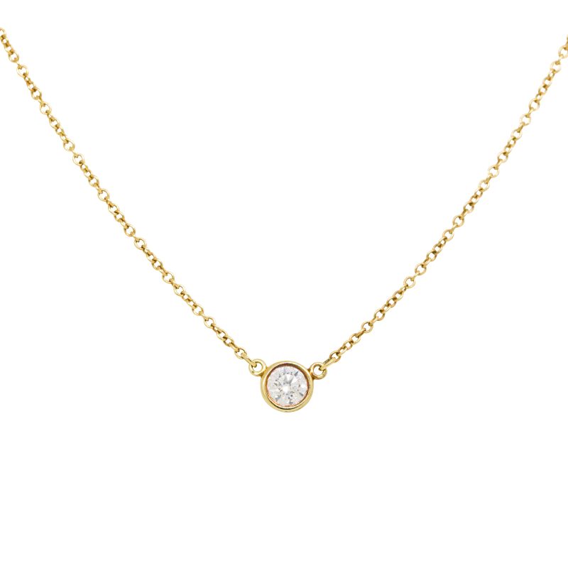 Tiffany & Co. 18k Yellow Gold Natural 0.17 Carat Diamond Floating Necklace