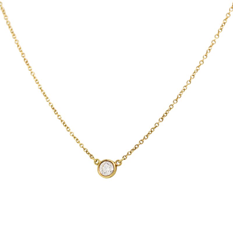 Tiffany & Co. 18k Yellow Gold Natural 0.17 Carat Diamond Floating Necklace