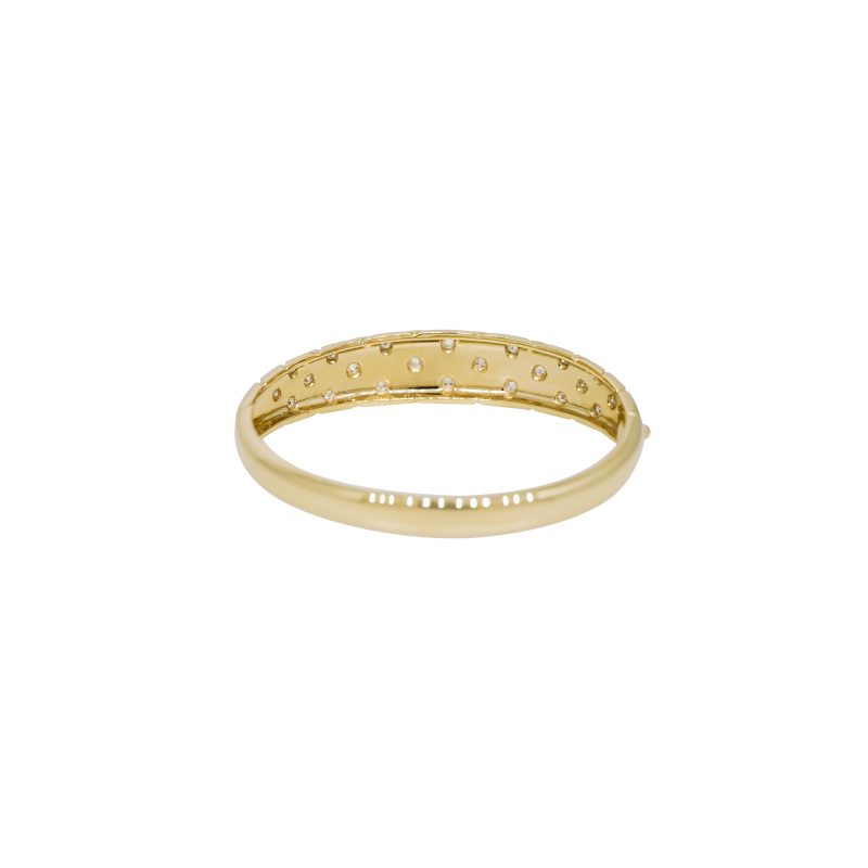 14k Yellow Gold Natural 0.60 Carat Diamond Criss-Cross Pattern Bangle Bracelet