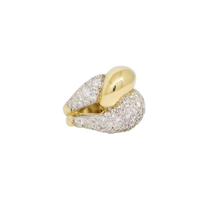 14k Yellow Gold Natural 0.75 Carat Diamond Wide Knot Ring