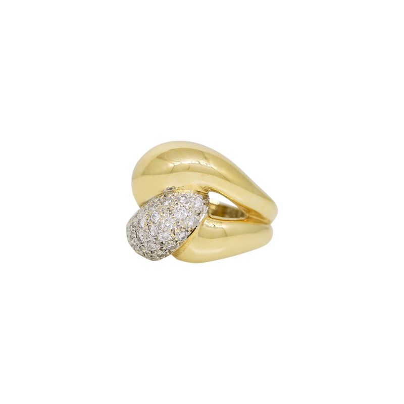 14k Yellow Gold Natural 0.75 Carat Diamond Wide Knot Ring