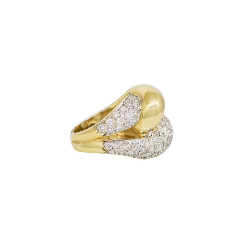 14k Yellow Gold Natural 0.75 Carat Diamond Wide Knot Ring