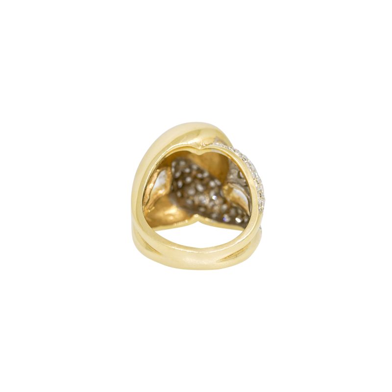 14k Yellow Gold Natural 0.75 Carat Diamond Wide Knot Ring