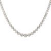 14k White Gold Natural 3.42 Carat Round Brilliant Diamond Bezel Set Half-Way Tennis Necklace